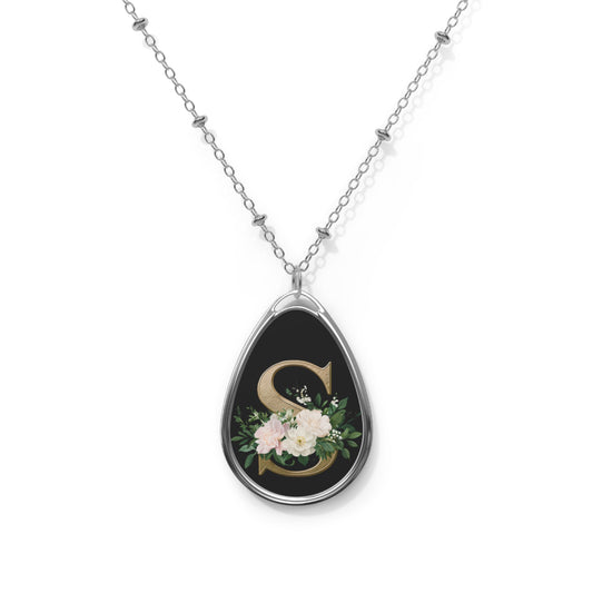 Floral Initial Pendant Necklace, Personalized Gift,