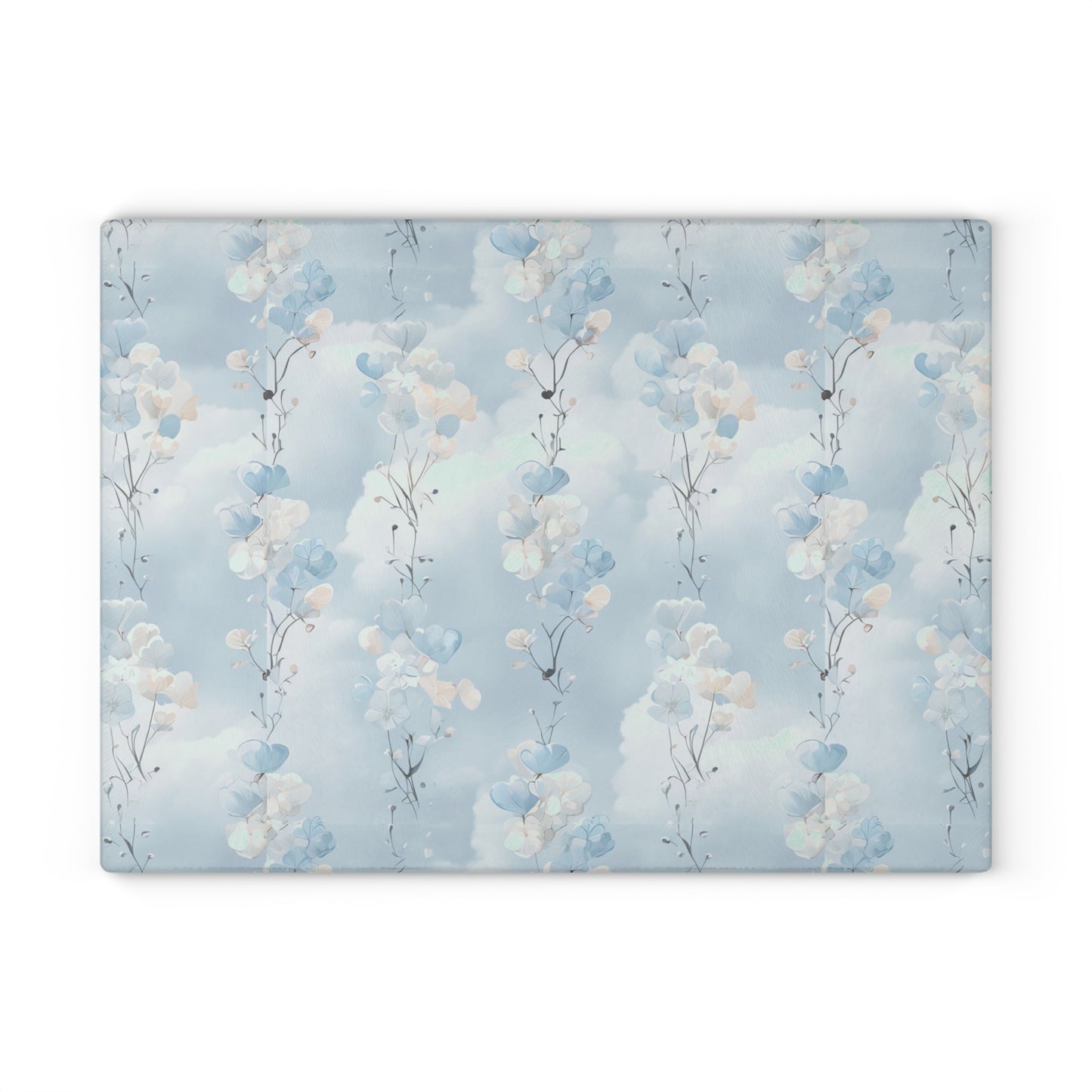 Monogrammed Blue Floral Glass Cutting Board – Personalize
