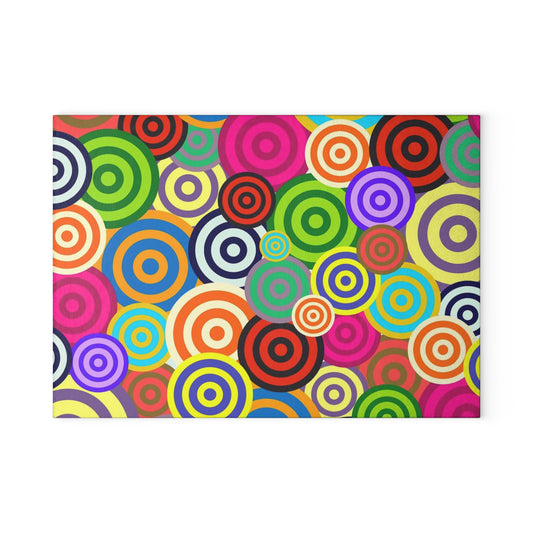Colorful Abstract Glass Cutting Board | Kitchen Decor, Unique Gift for Home Cooks, Eye-Catching Serveware, Vibrant Kitchen Accessory
