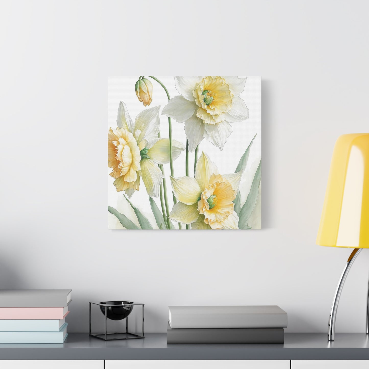 Matte Canvas, Stretched, 1.25" beautiful flowers white and yellow.
