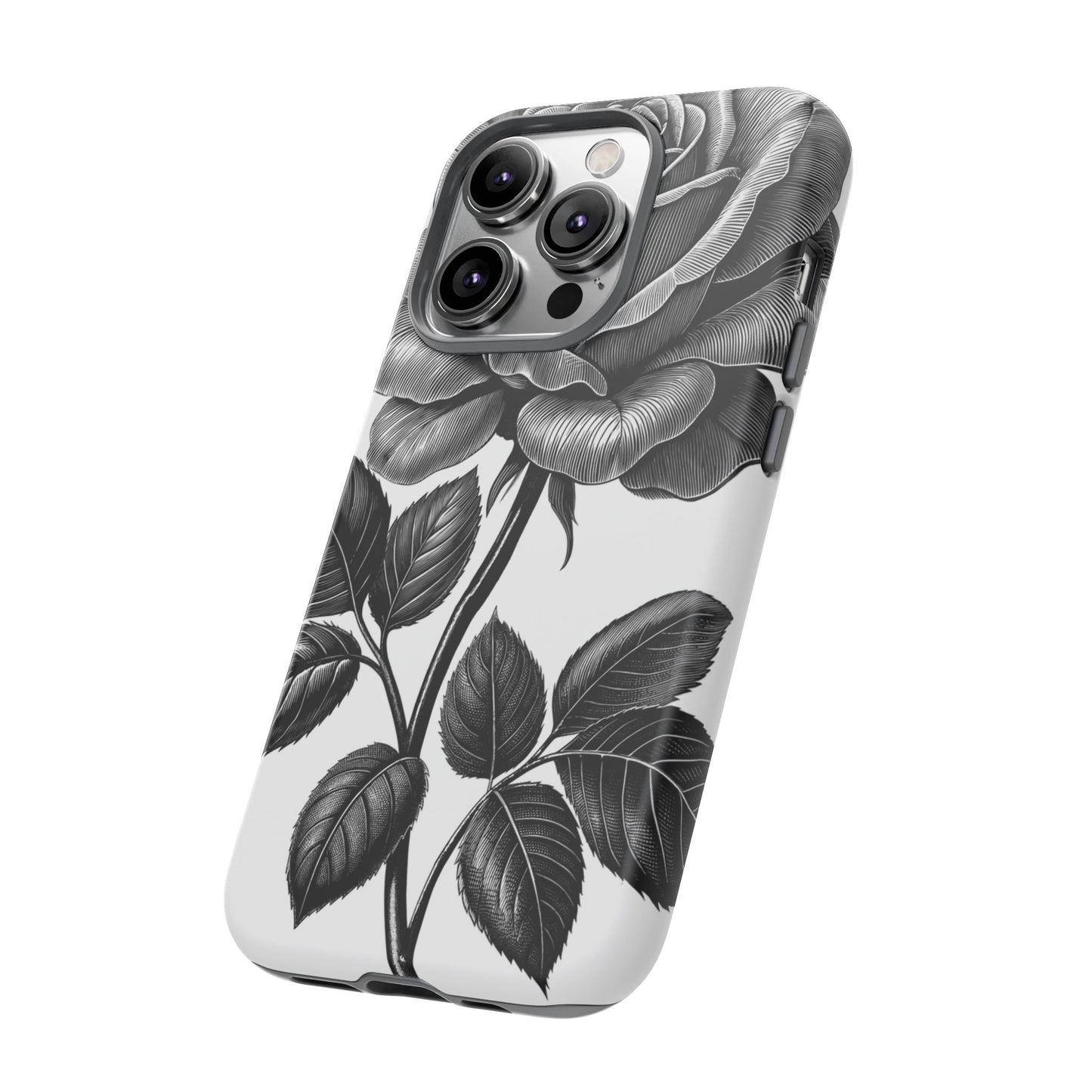 Elegant Floral Phone Case - Tough Cases, Black Rose Design, Floral Phone Cover, Stylish Phone Accessory, Gift for Her, Mother's Day