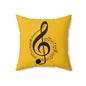 Musical Notes Square Pillow  - Yellow