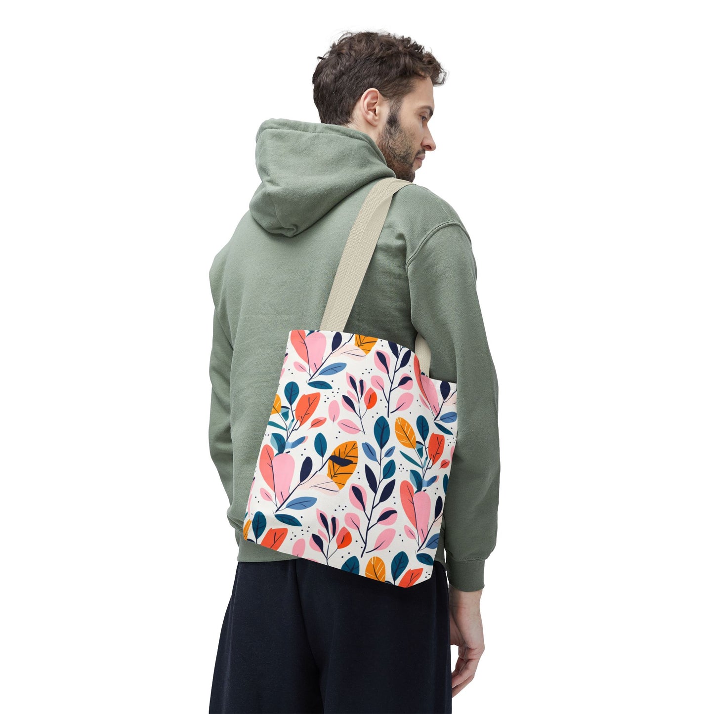 Floral Leaves Tote Bag — Colorful Botanical All-Over Print Bag