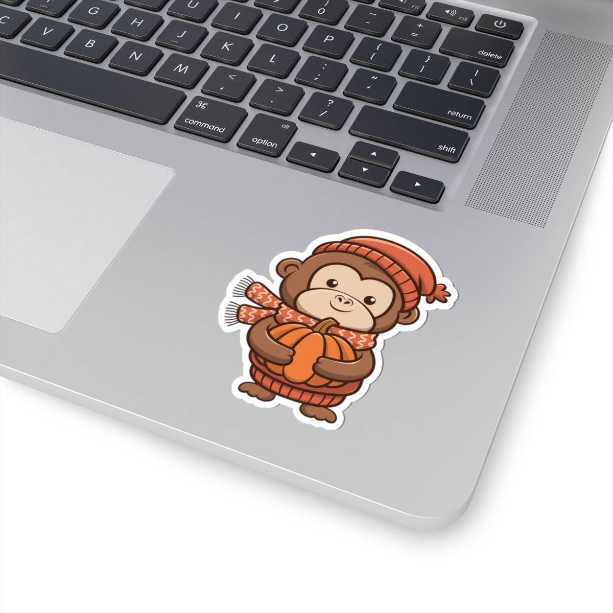 Adorable Pumpkin Monkey Kiss-Cut Stickers | Fall Decor, Cute Animal Stickers, Laptop Décor, Kids Gifts, Scrapbooking