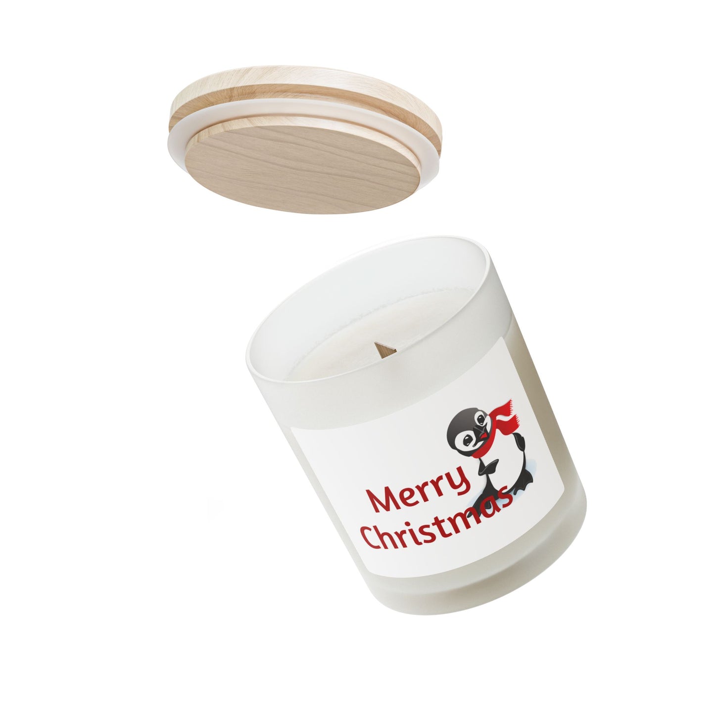 Merry Christmas Frosted Glass Candle, Holiday Gift, Winter Decor, Home Fragrance, Cozy Atmosphere, Christmas Decoration