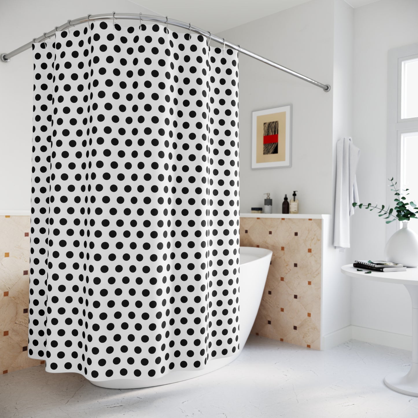 Chic Polka Dot Shower Curtain | Modern Bath Decor, Bathroom Accessory, Home Style, Gift for Her, Simple Elegance