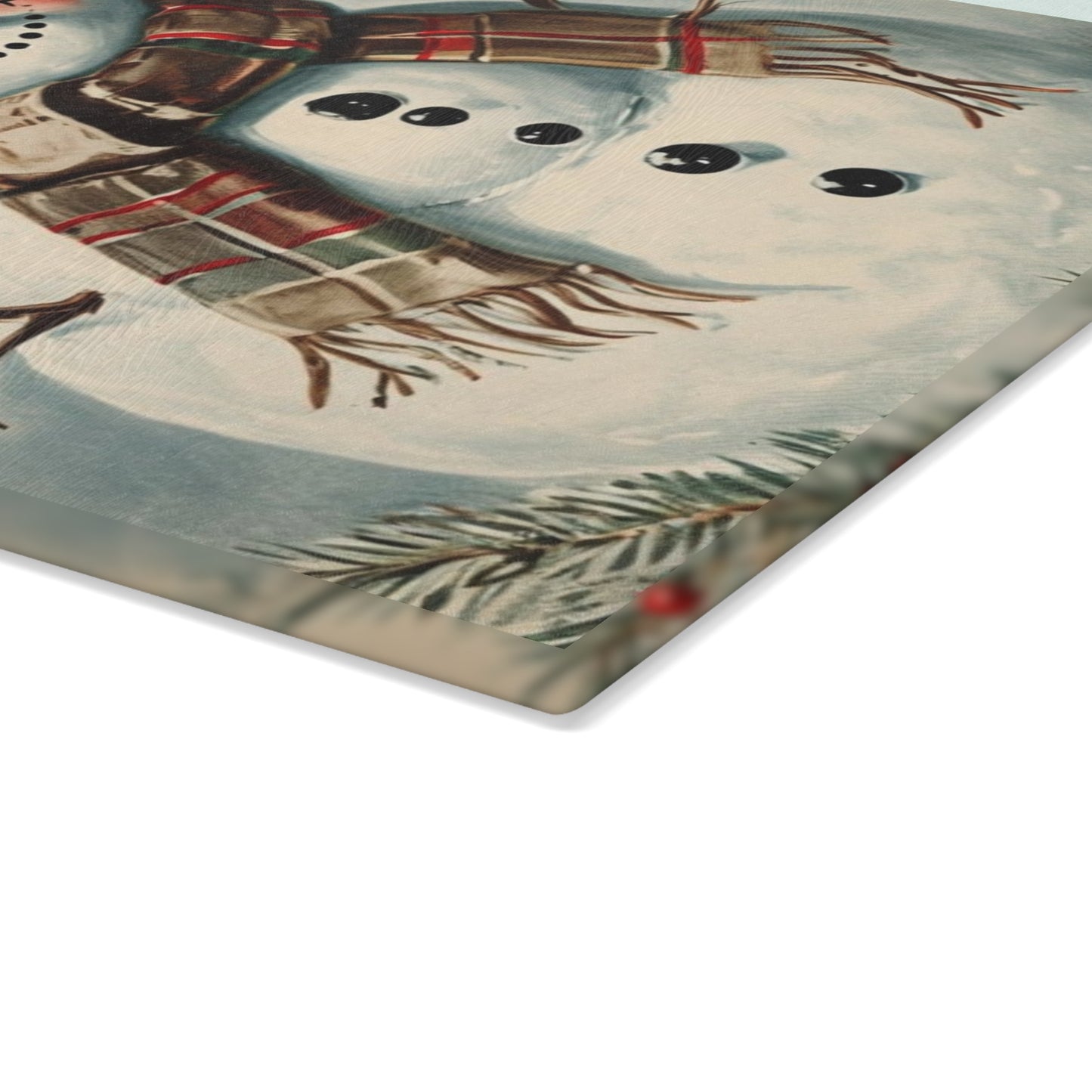 Snowman Glass Cutting Board — Festive Holiday Kitchen Decor & Serving Board