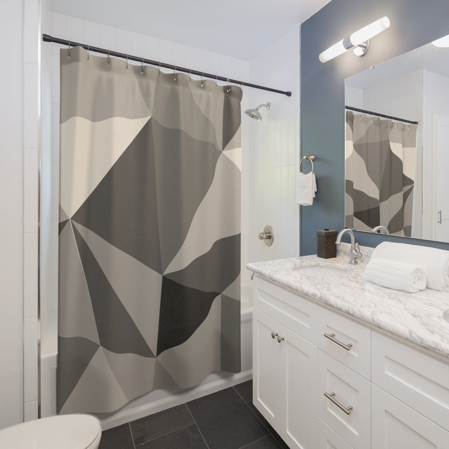 Modern Geometric Shower Curtain | Contemporary Bathroom Decor, Stylish Bath Accessory, Home Improvement Gift, Minimalist Design, [...]
