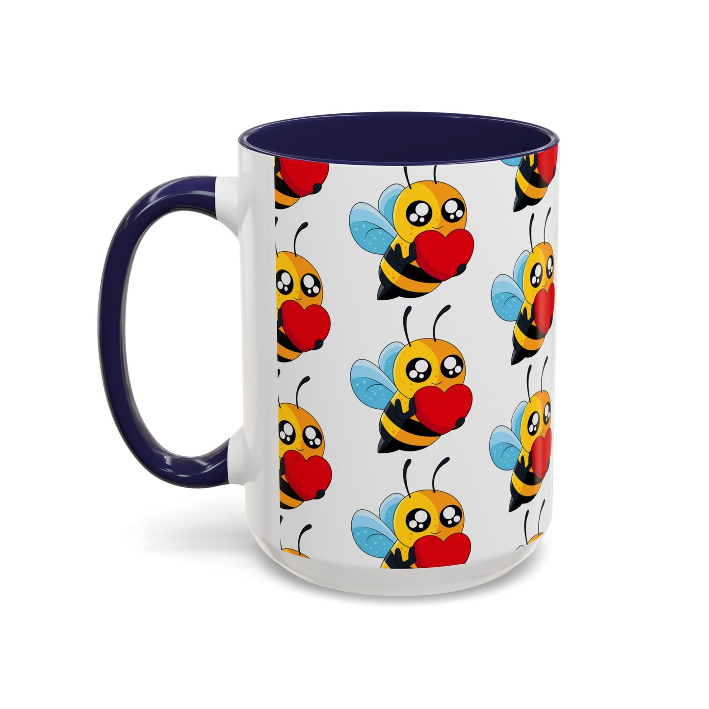 Cute Bee Love Accent Coffee Mug,  Cute Floral Mug, Cheerful Bee Design