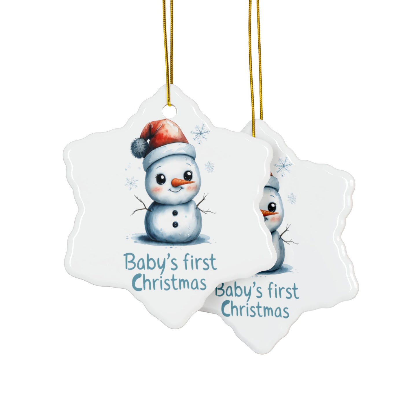 Baby's First Christmas Ceramic Ornaments, Custom Holiday Decor, Perfect for Gifts, Winter Memories, Keepsake Ornaments, Snowman Ornaments