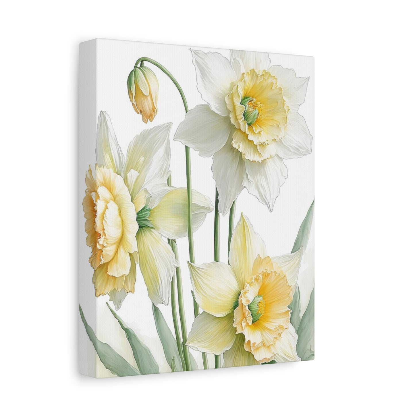 Matte Canvas, Stretched, 1.25" beautiful flowers white and yellow.