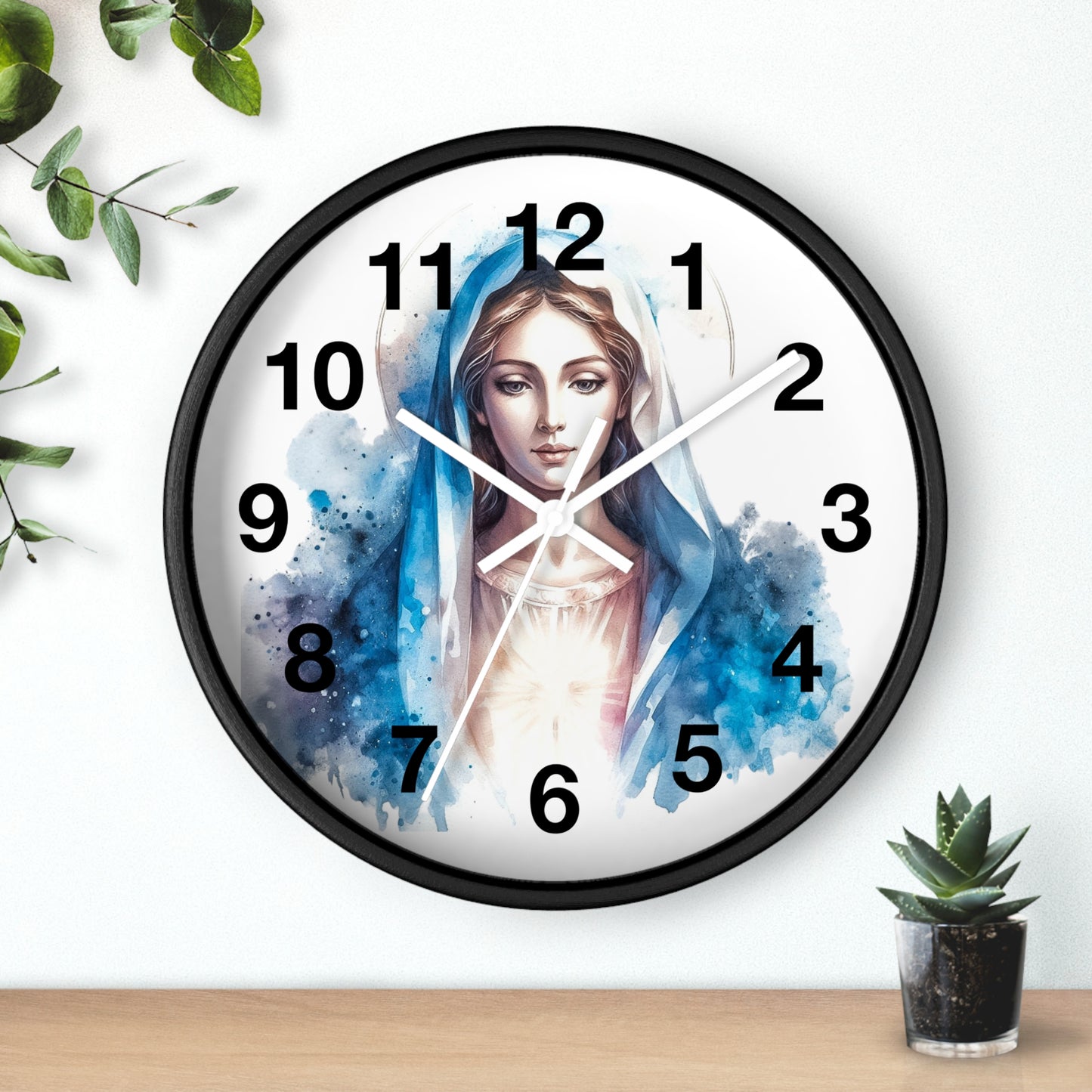 Serene Virgin Mary Wall Clock - Spiritual Home Decor, Religious Gift, Timeless Artistic Piece, Faith-Based Office Accessory