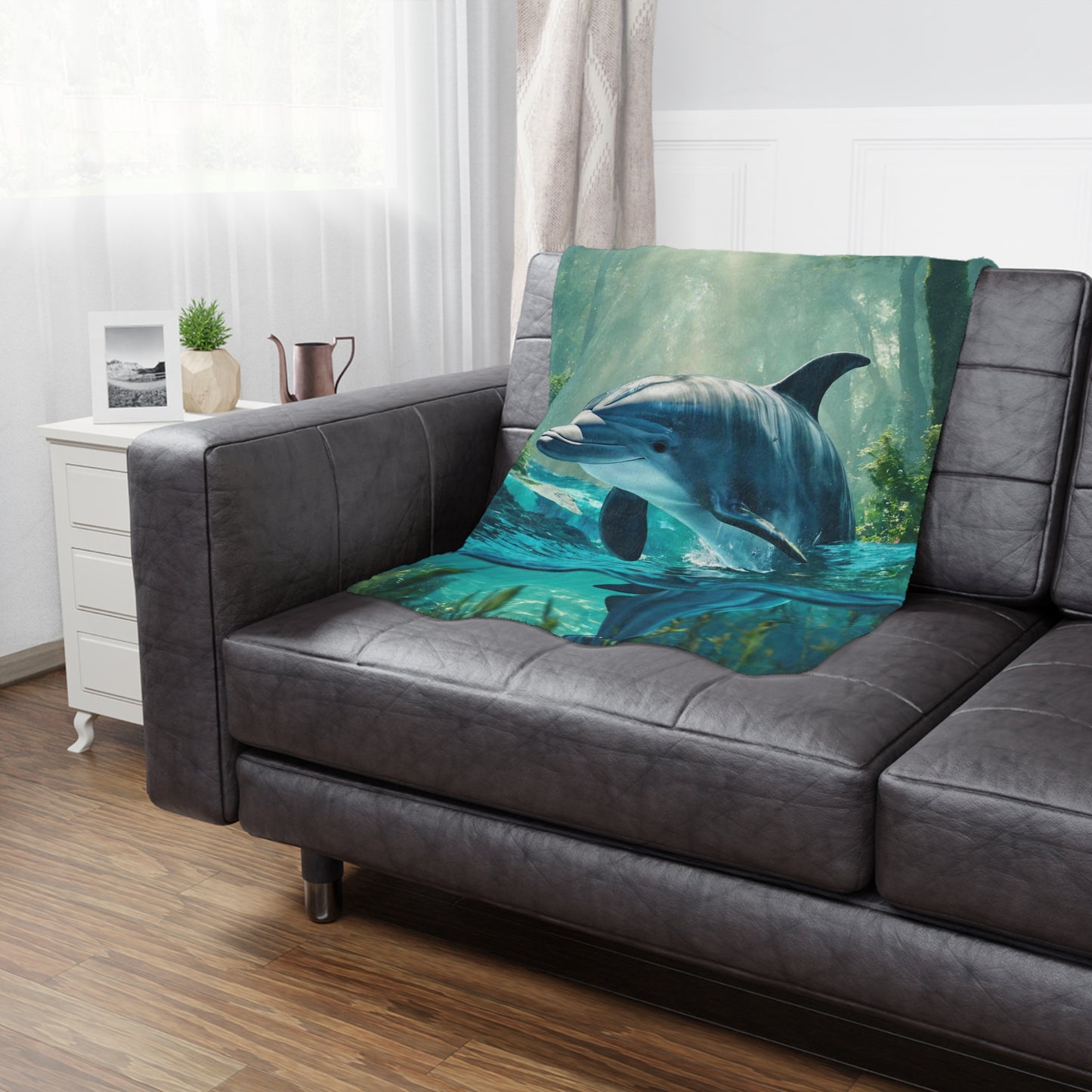 Dolphin Swim Minky Blanket – Tropical Underwater Ocean Throw