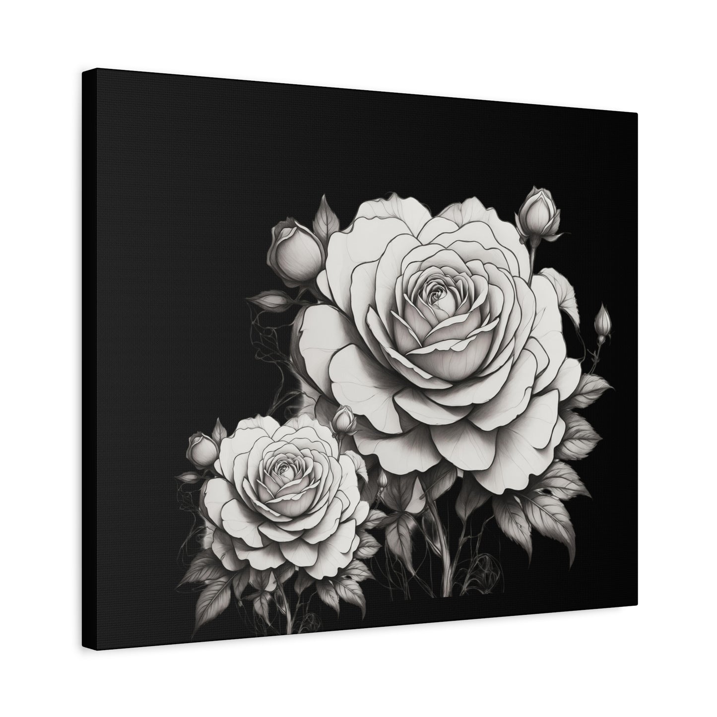 Monochrome Rose Canvas Print — Black & White Floral Wall Art