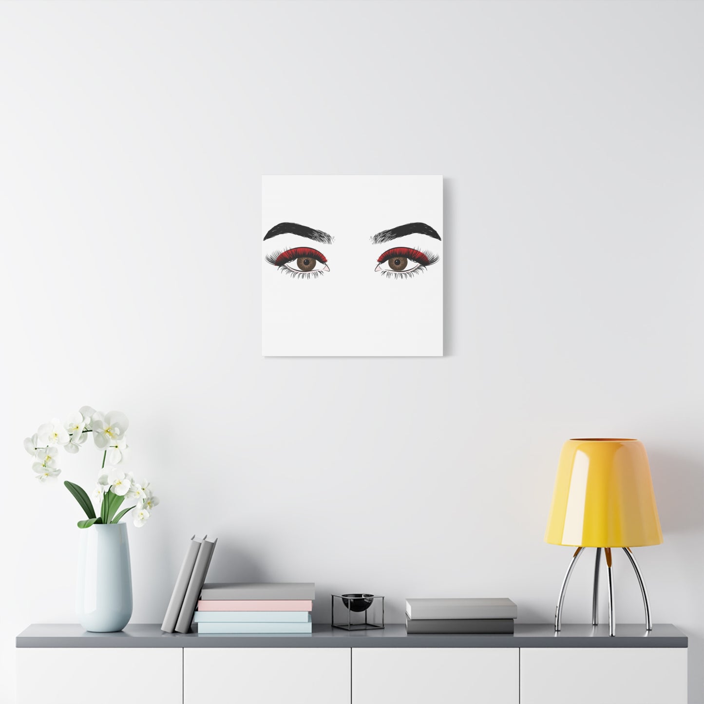 Red Lashes Wall Art Canvas — Glam Eyes Makeup Decor