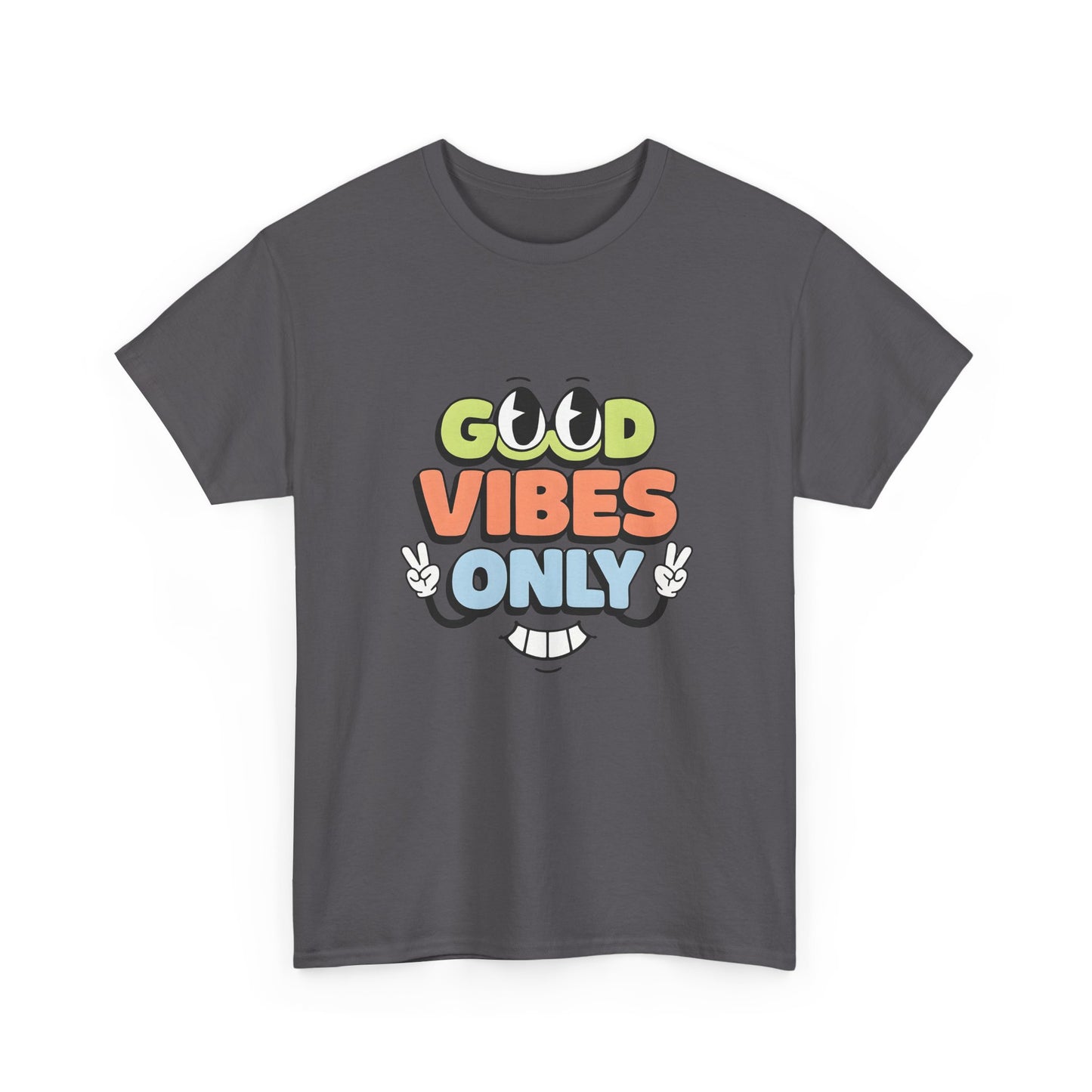 Good Vibes Only Unisex Heavy Cotton Tee, Casual Tee, Positive Message Shirt, Summer Fashion, Gift for Friends, Outdoor Wear