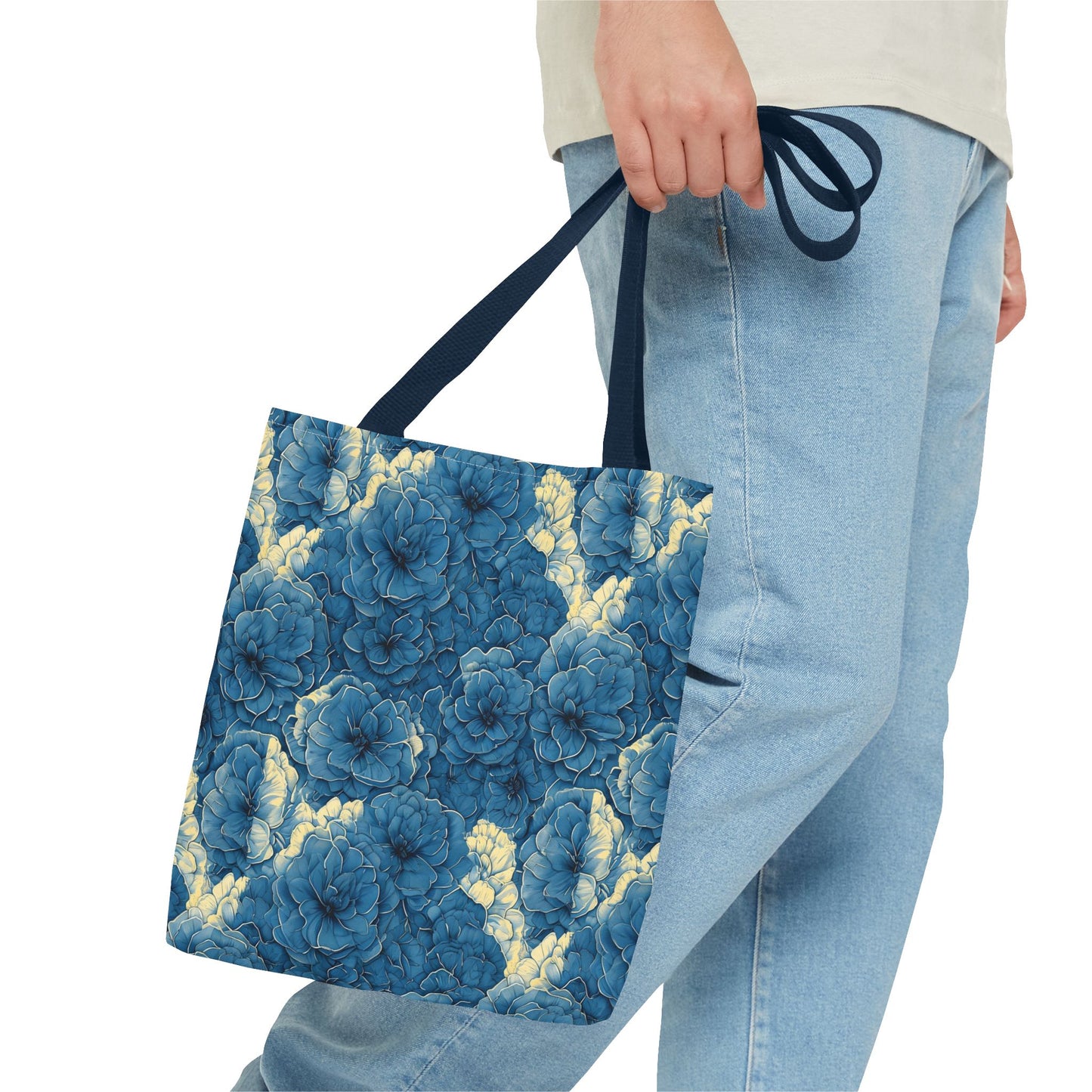 Floral Blue Peony Tote