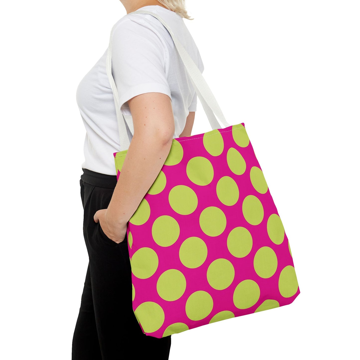 Vibrant Polka Dot Tote Bag, Colorful Shopping Bag, Eco-Friendly Tote