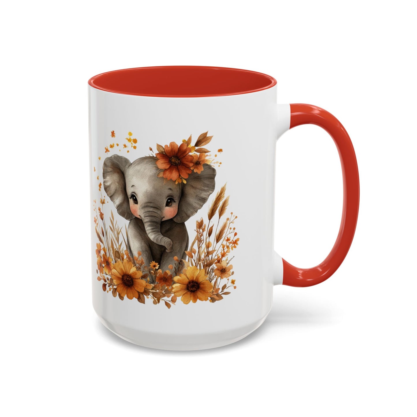 Adorable Elephant Floral Coffee Mug, Cute Animal Mug, Coffee Lover Gift, Kids Mug, Baby Shower Decor