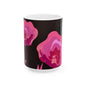 Floral Ceramic Mug - Pink Blossoms on Black, Gift for Flower Lovers, Home & Office Decor, Coffee or Tea, Mother's Day Gift, Birthday Present