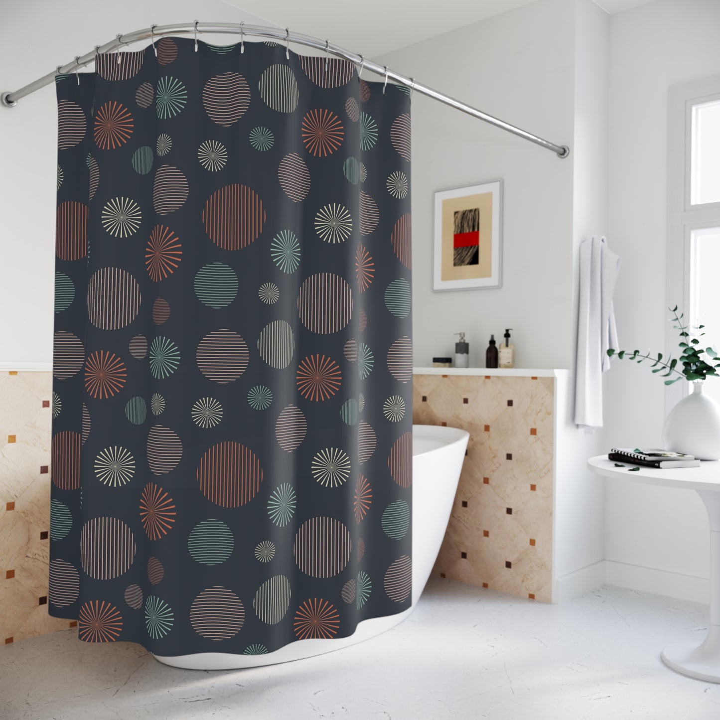 Modern Abstract Shower Curtain, Chic Bathroom Decor, Stylish Home Accent, Patterned Bath Curtain, Unique Gift Idea