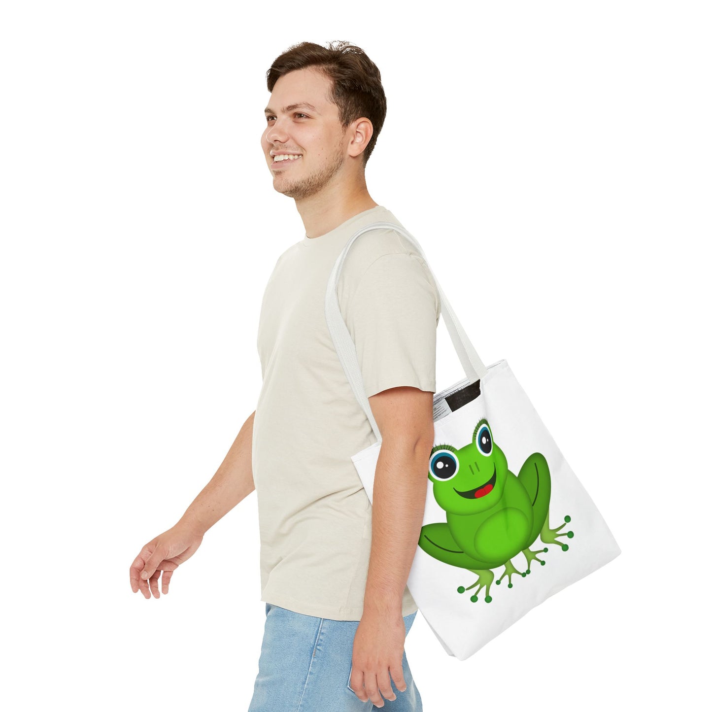 Cute Frog Tote Bag, Eco-Friendly Shopping Bag, Fun Gift for Kids, Frog Lovers, Bag for Nature Outings, Unique Frog Design