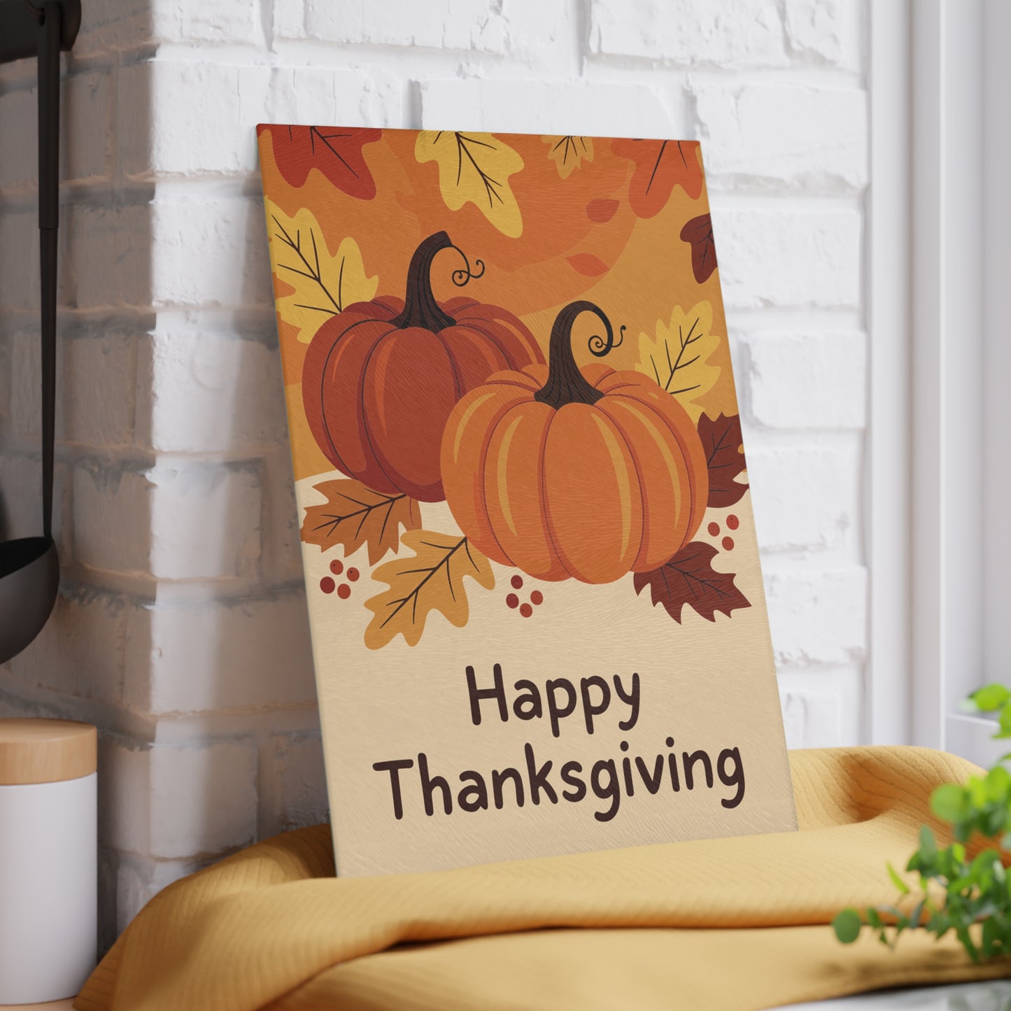 Happy Thanksgiving Pumpkin Glass Cutting Board