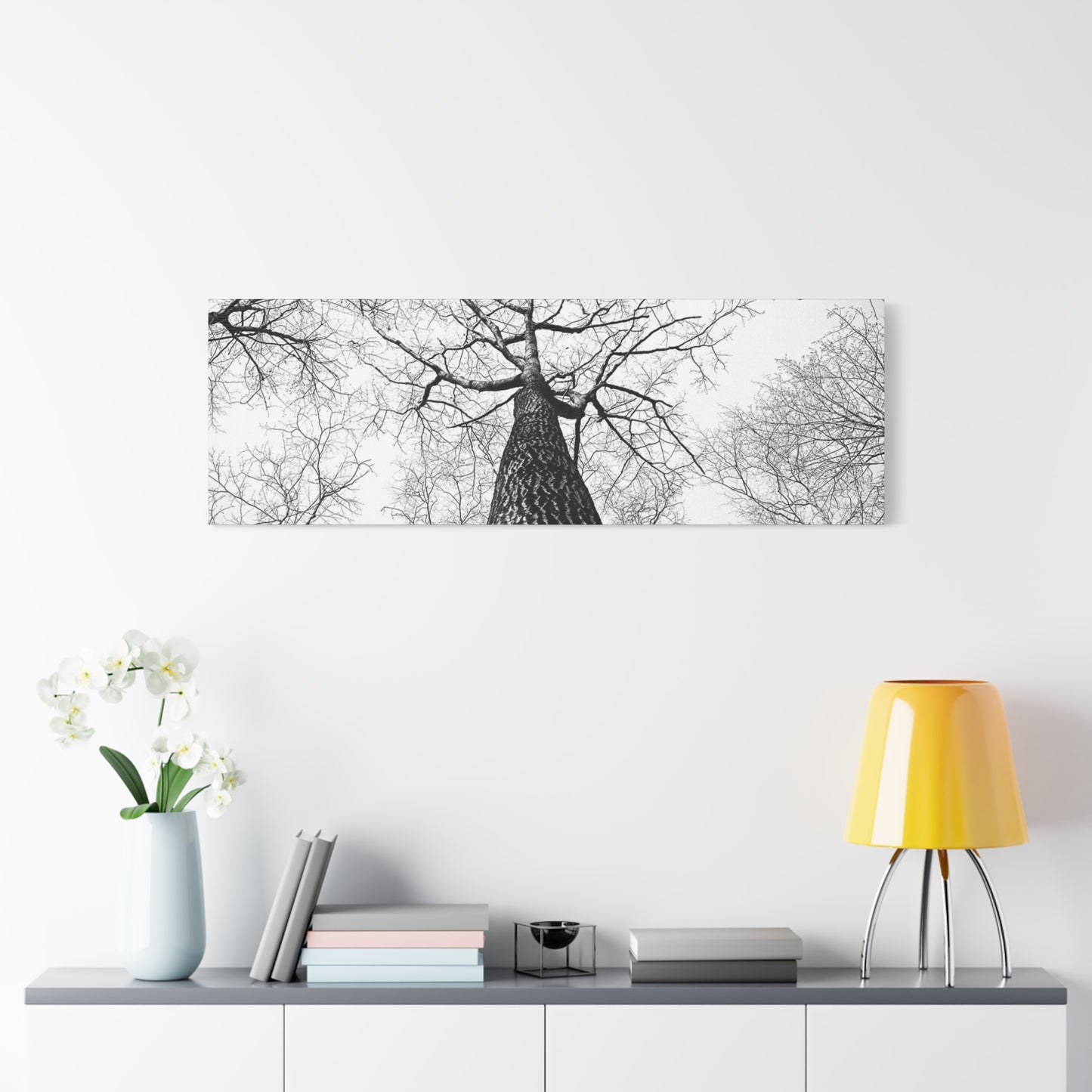 Black & White Tree Canopy Matte Canvas Wall Art — Upward Forest Photography
