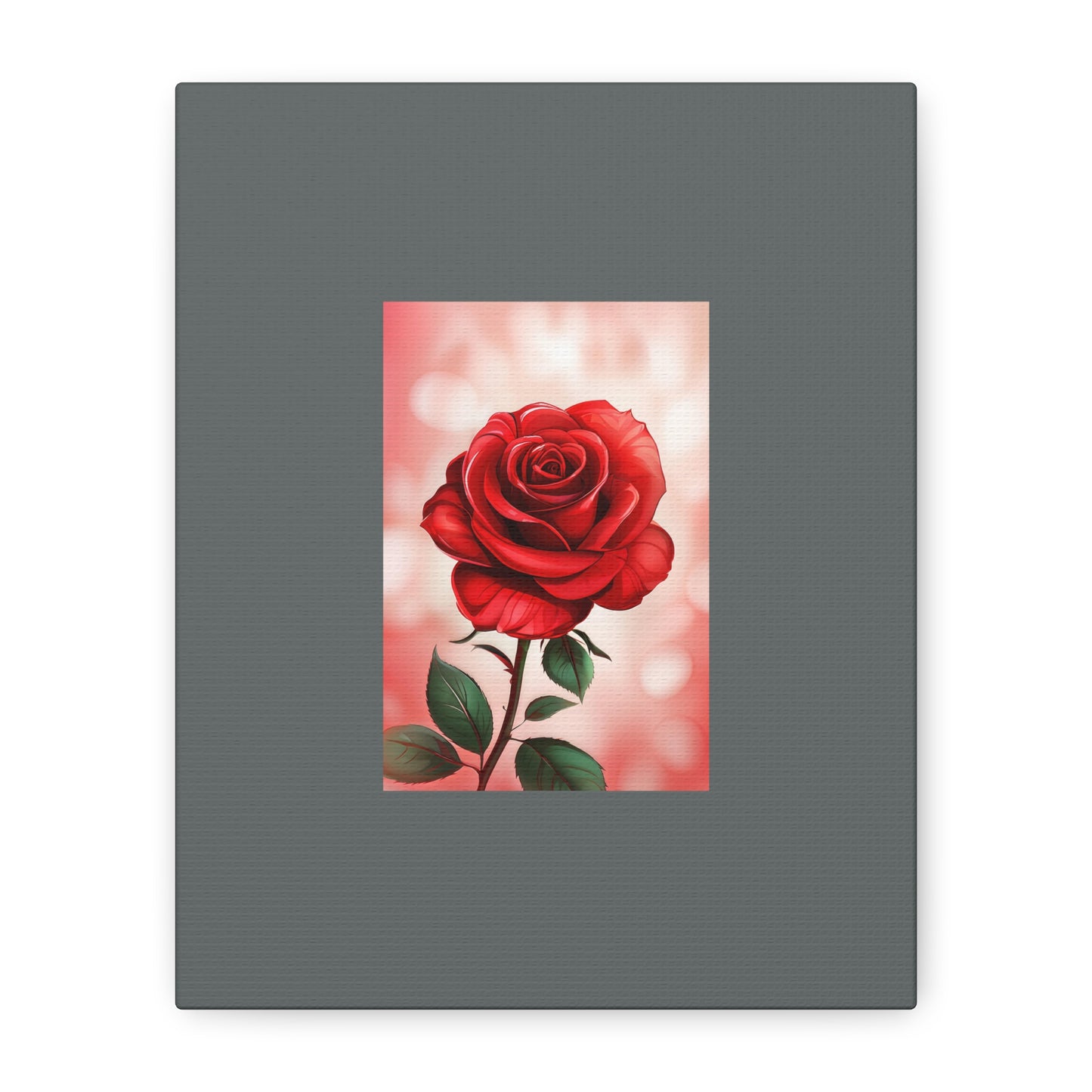 Red Rose Vertical Matte Canvas Print — Romantic Floral Wall Art