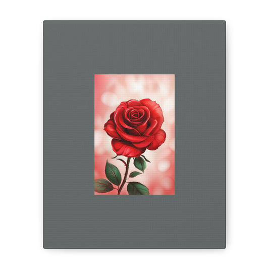 Red Rose Vertical Matte Canvas Print — Romantic Floral Wall Art