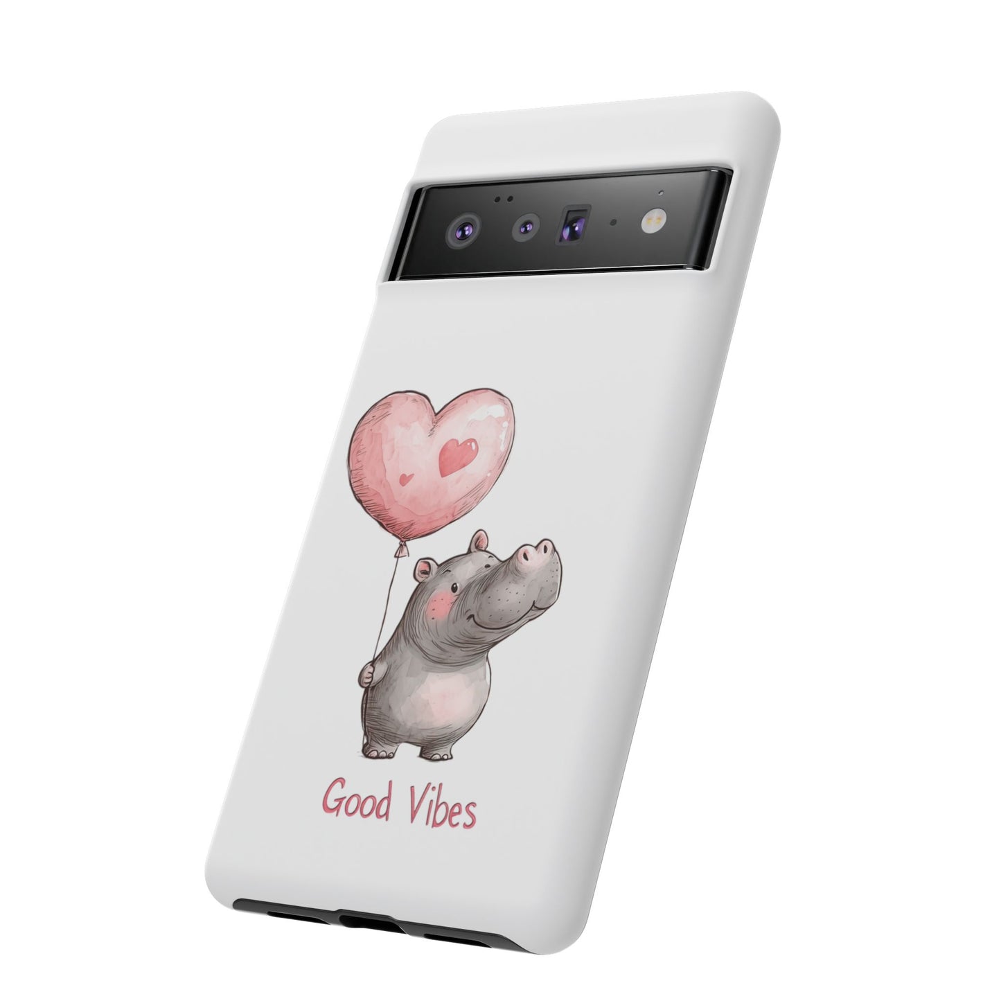 Cute Hippo Phone Case - Good Vibes Design, Animal Lover Gift, Fun Accessory, Birthday Present, Phone Accessories