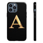 Custom Phone Case with Gold Letter A, Monogrammed Gift, Tough Protective Case, Personalized Phone Accessory, Unique Phone Cover