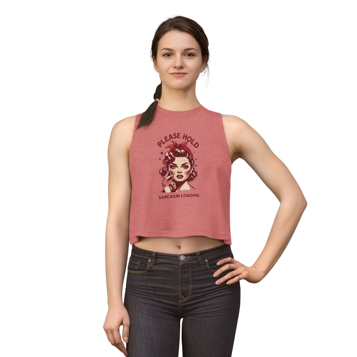 Women's Crop Top — 'Please Hold, Sarcasm Loading' Retro Pin-Up Tank