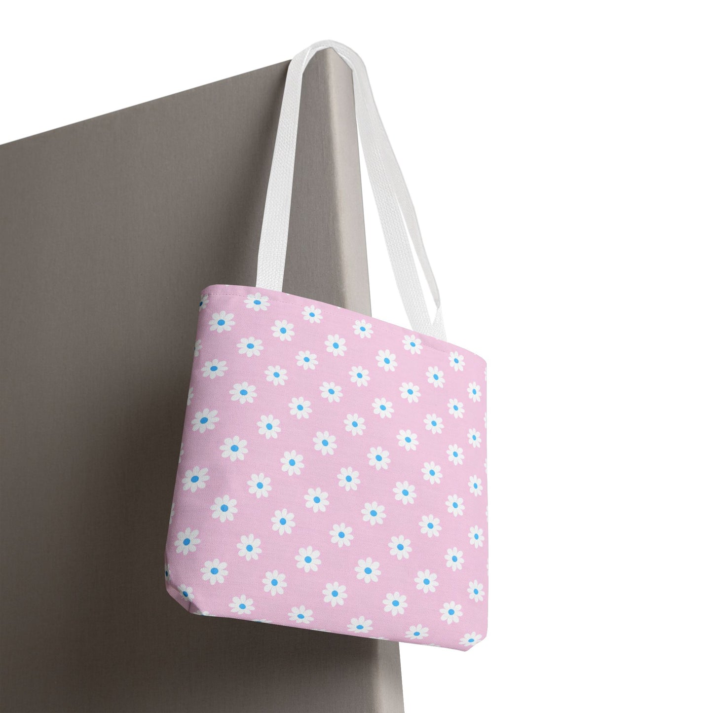 Pink Daisy Pattern Tote Bag — Floral Everyday Canvas Shopper