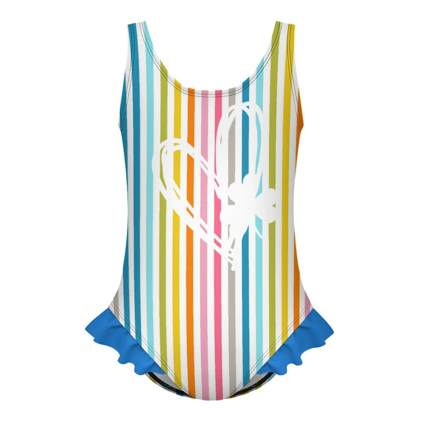 Girls Ruffle Trim One Piece Swimwear Rainbow