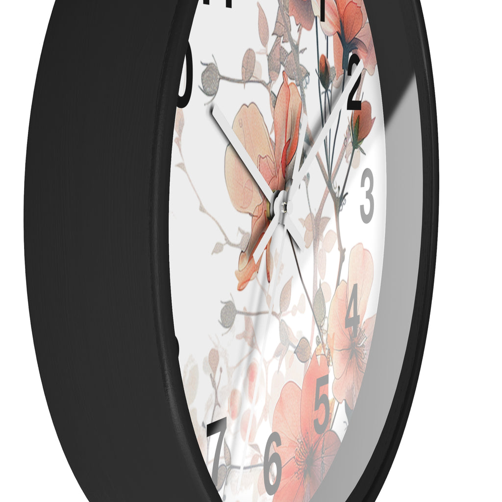 Floral Wall Clock — Soft Orange Blossom Decorative Clock