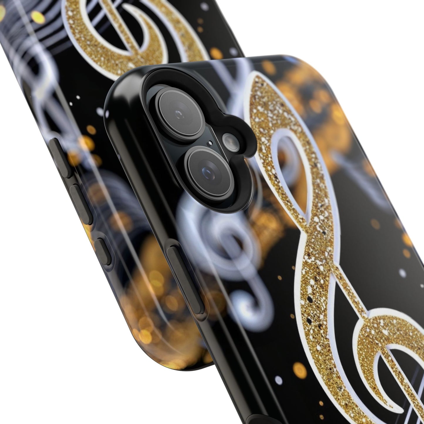 Music Notes Magnetic Impact-Resistant Phone Case — Gold Treble Clef Design