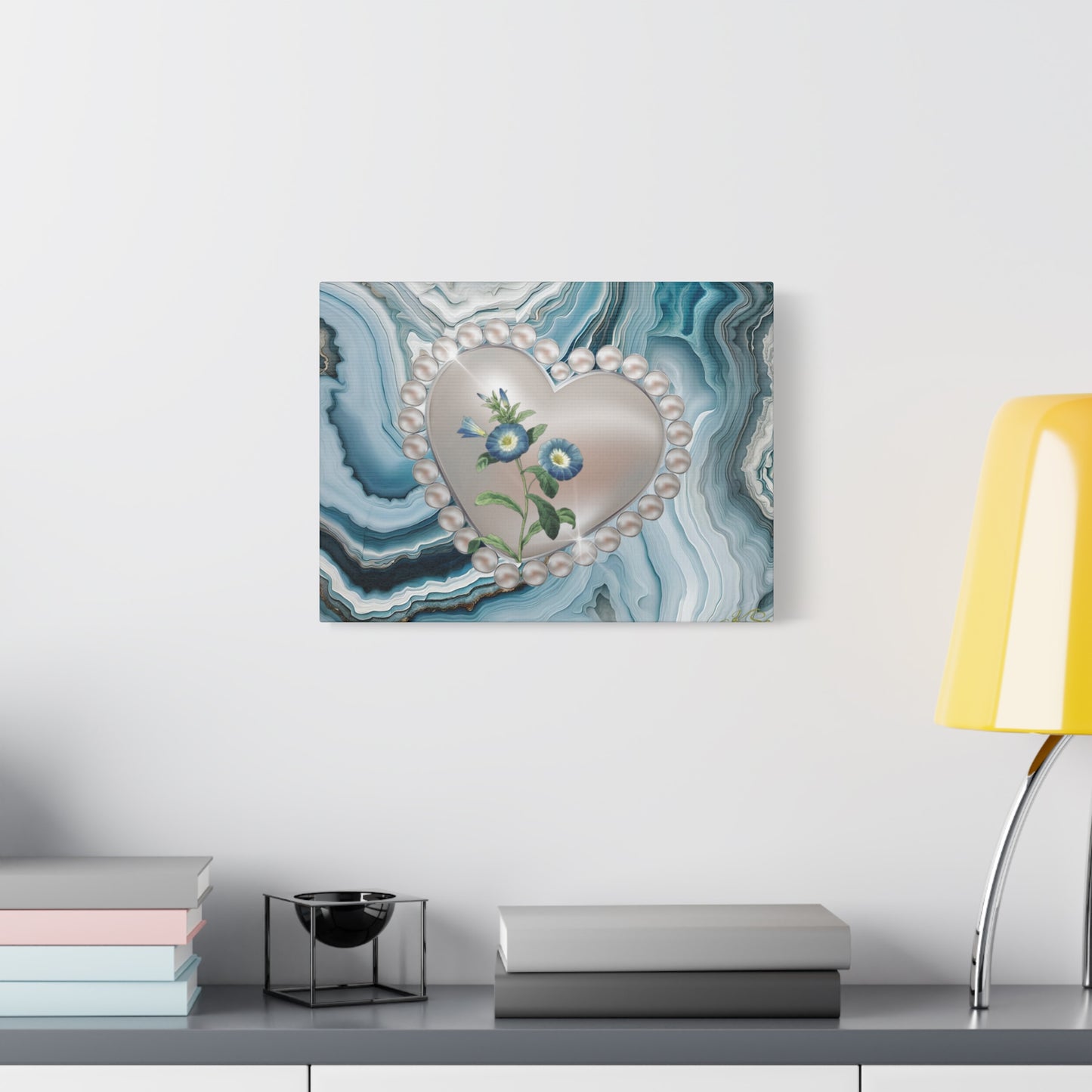 Elegant Floral Heart Canvas Wall Art, Modern Home Decor, Gift for Her