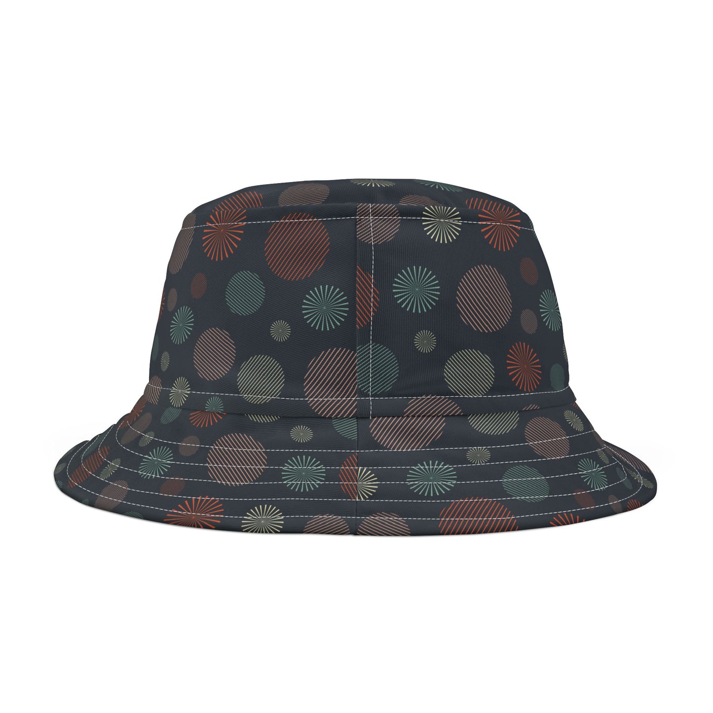 Bucket Hat — Dark Confetti Dot Pattern, Stylish Sun & Festival Accessory