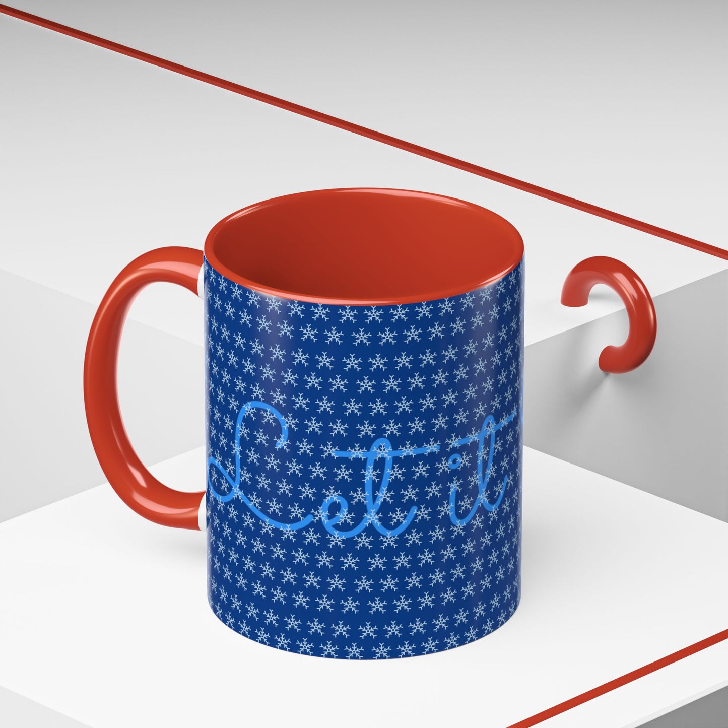 Snowy Night Accent Coffee Mug - Cozy Winter Drinkware, Seasonal Gifts, Holiday Décor, Comfortable Sipping, Blue Design