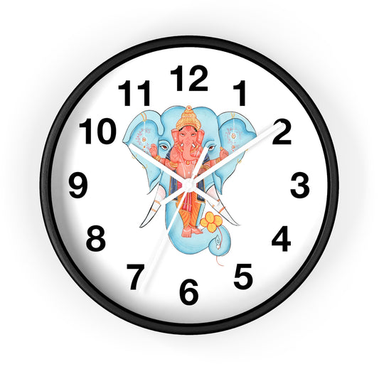 Ganesha Wall Clock, Hindu Home Decor, Spiritual Gift, Boho Wall Art, Timeless Decoration, Unique Timepiece