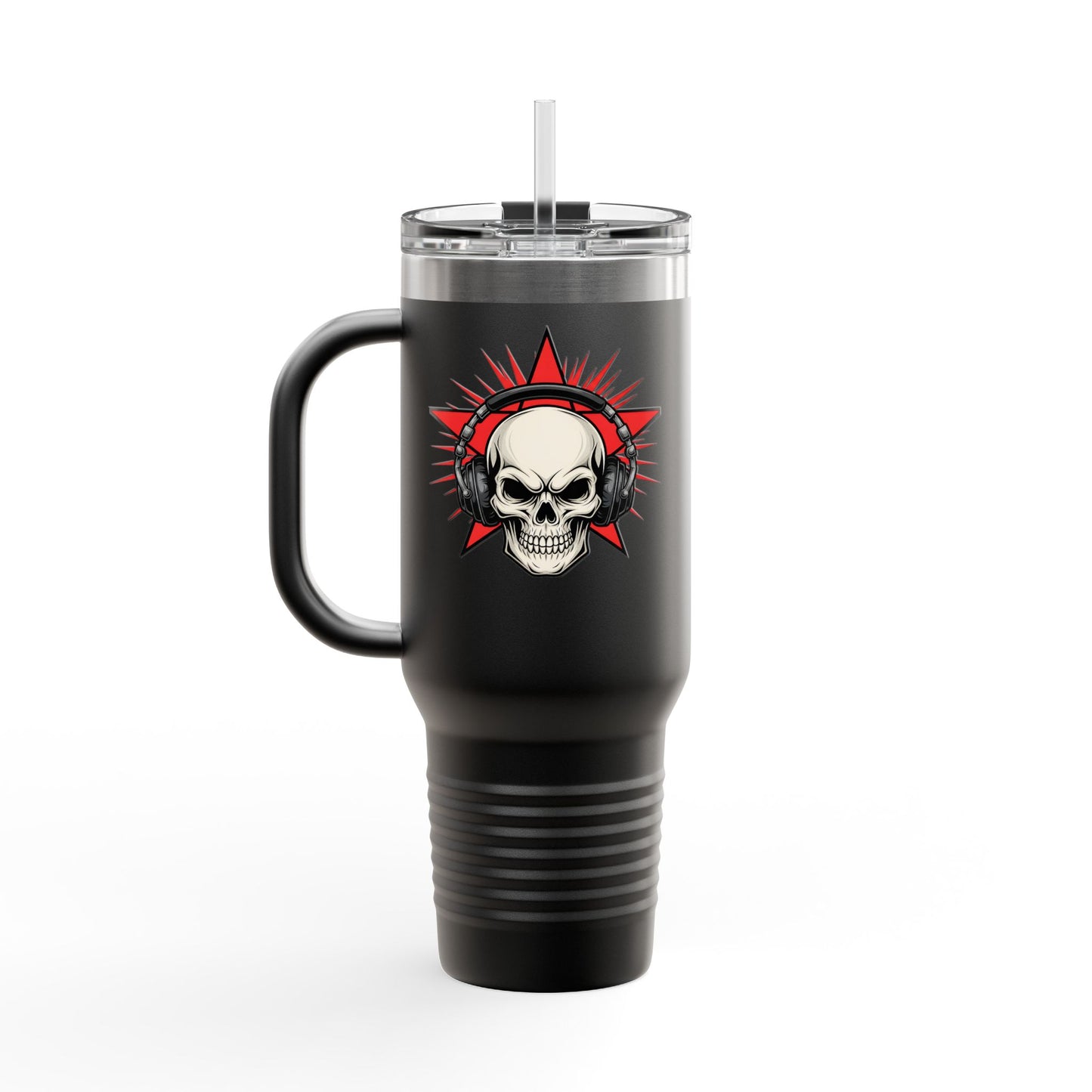 Skull and Stars Insulated Travel Mug - 40oz | Perfect for Road Trips, Gifts for Music Lovers, Outdoor Adventures, and Coffee Enthusiasts