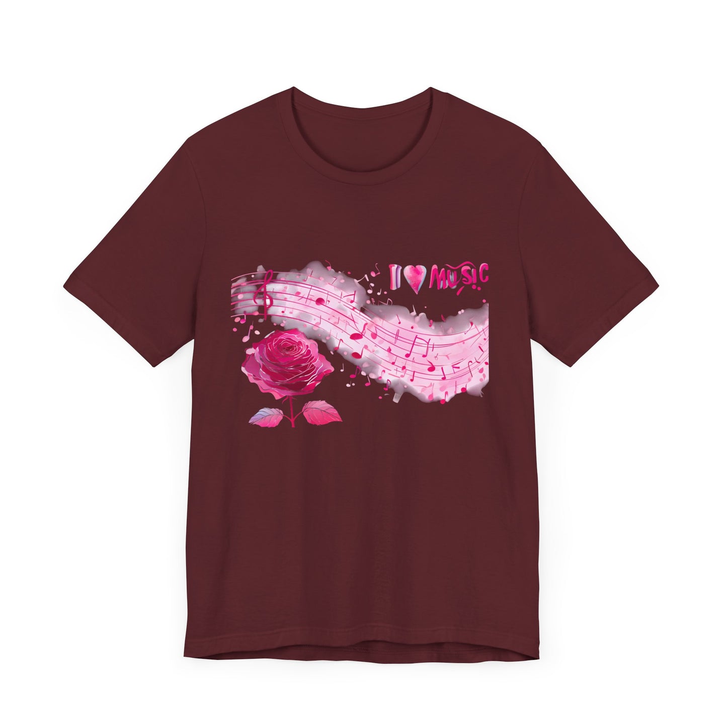 I Love Music Tee, Music Lover Shirt, Floral Music Notes Top