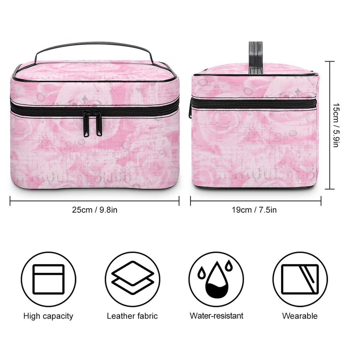 Make-up bag with Lychee pattern PU material