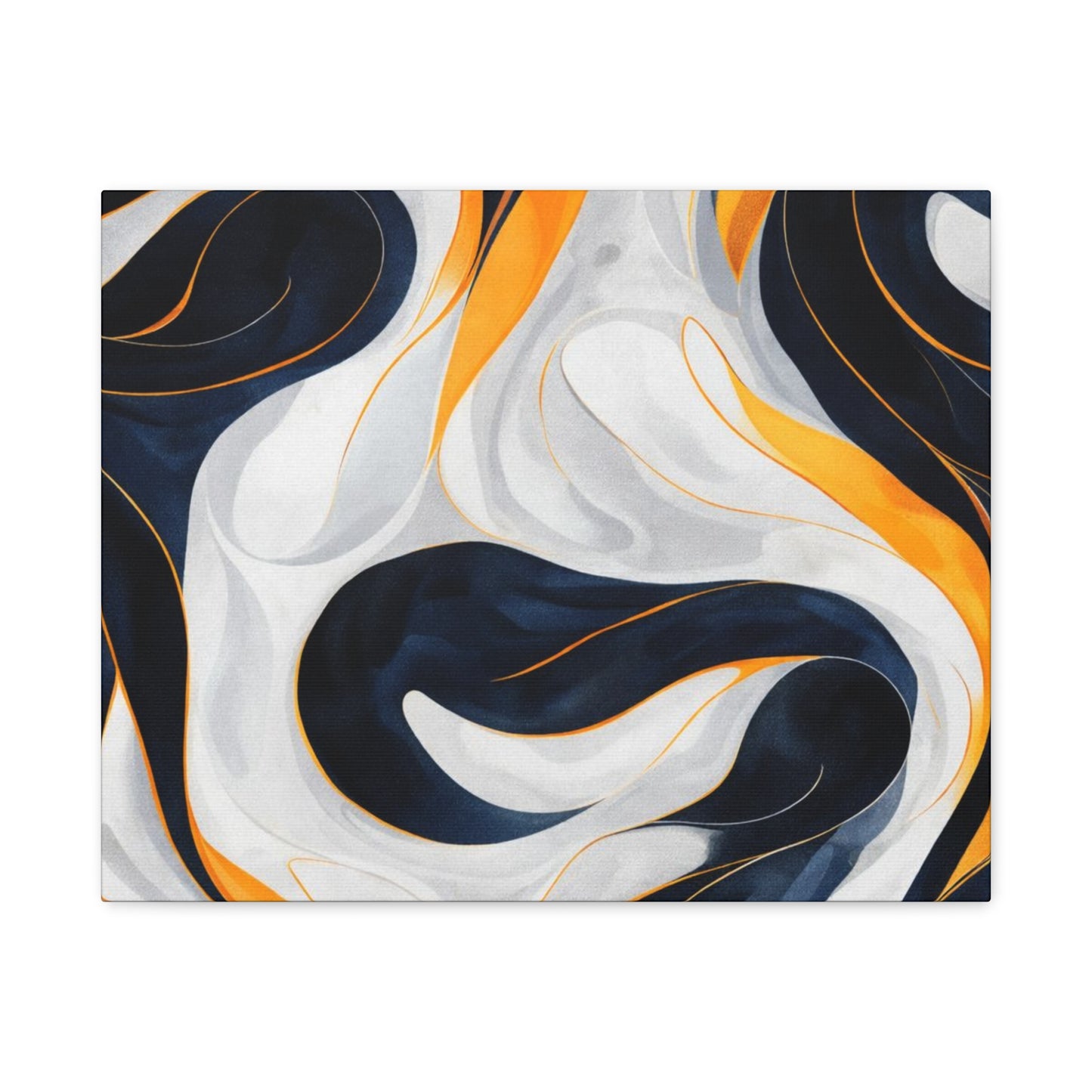 Abstract Navy & Gold Swirl Matte Canvas Wall Art