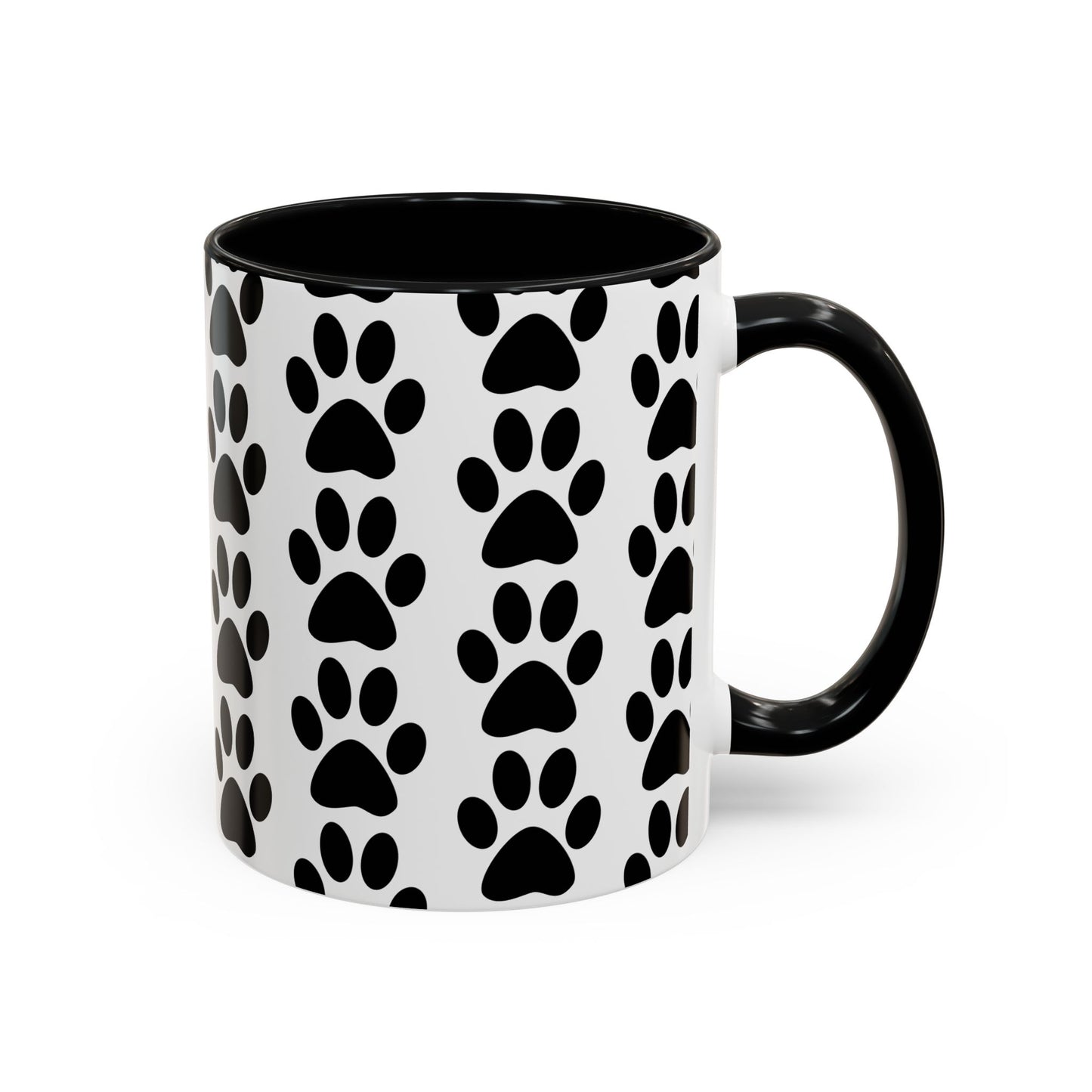 Paw Print Accent Coffee Mug - Dog Lover Gift, Black and White Pet Mug, Cute Animal Decor, Personalized Pet Owner Present, Coffee Tea Cup