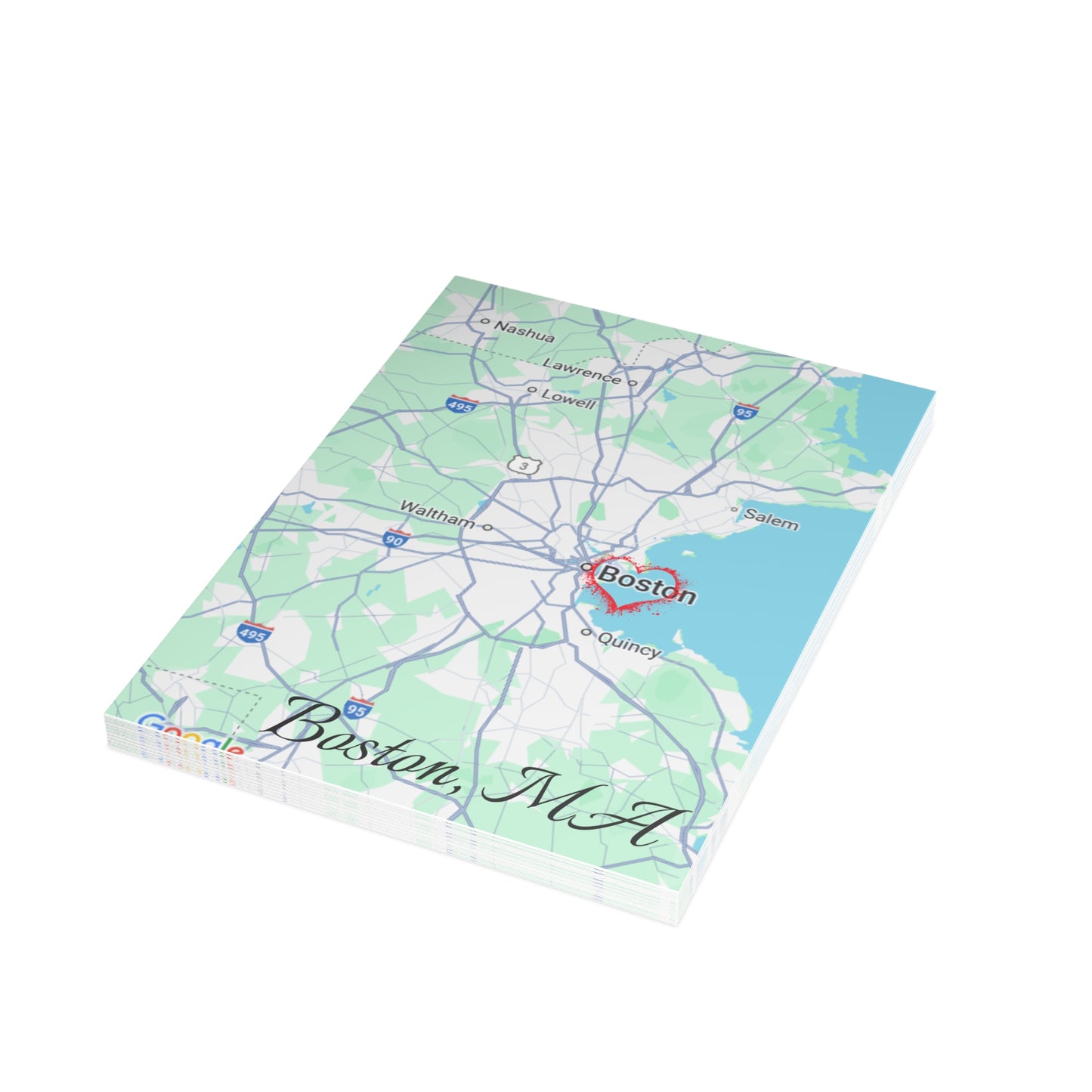 Boston Map Postcard Bundle - Personalized Travel Keepsake, Perfect for Souvenirs, Gifts, Wedding Invitations, or Event Thank You Cards