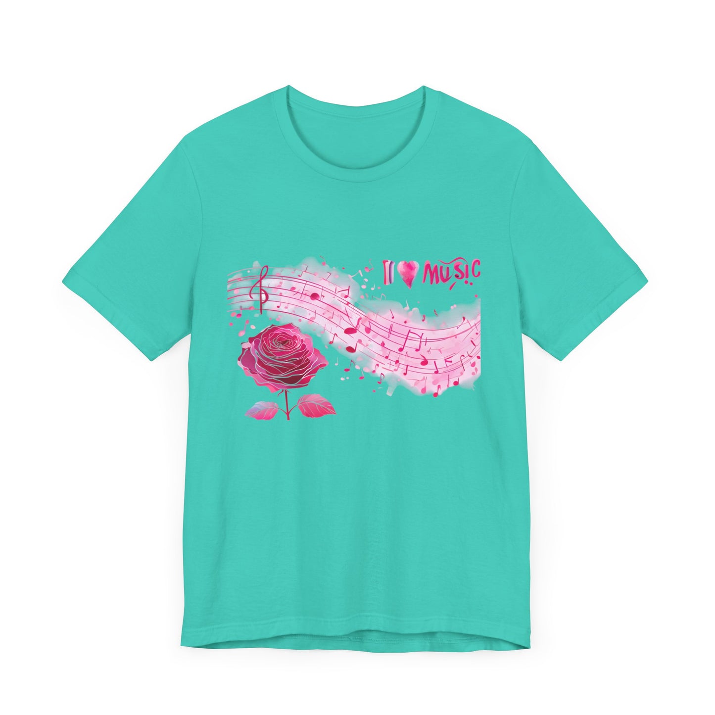 I Love Music Tee, Music Lover Shirt, Floral Music Notes Top