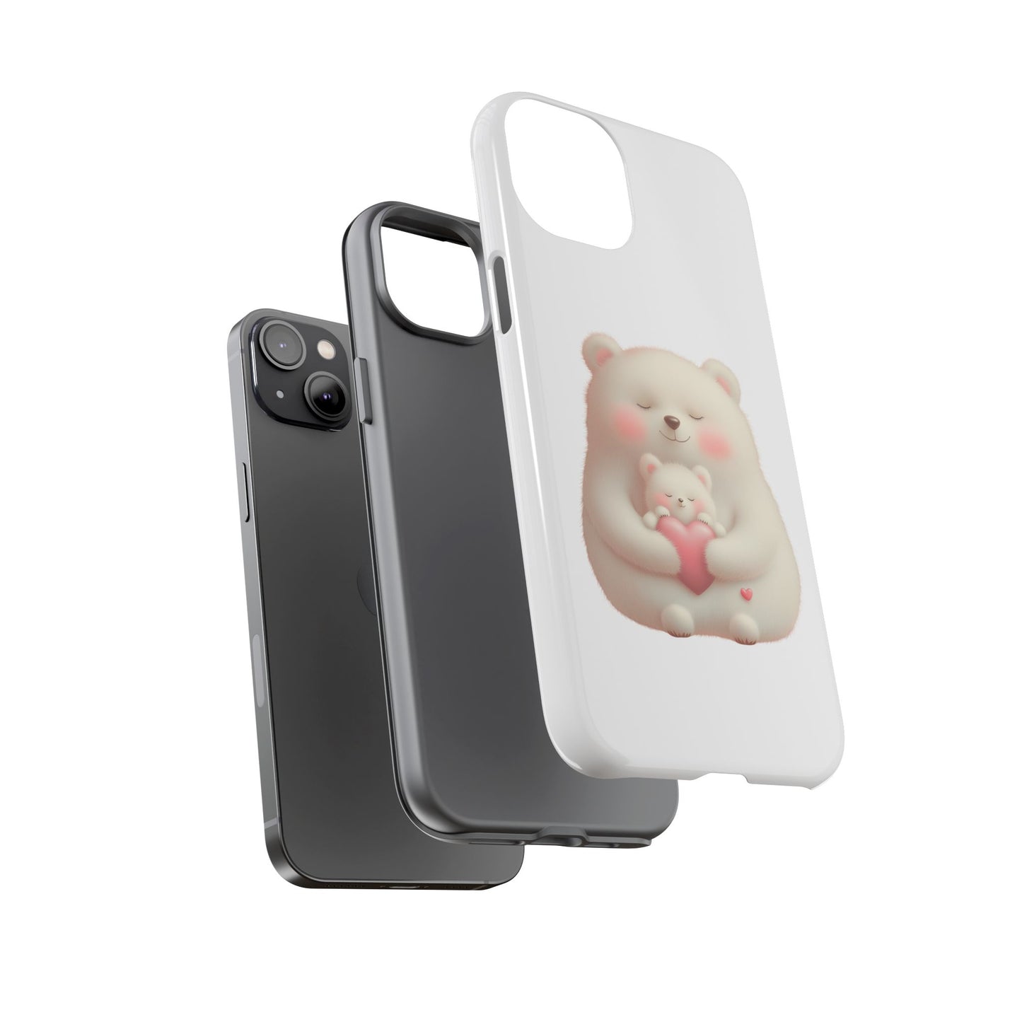 Cute Bear Phone Case, Tough Cases, Animal Lover Gift, Kids Accessories, Mother’s Day, Heartwarming Design