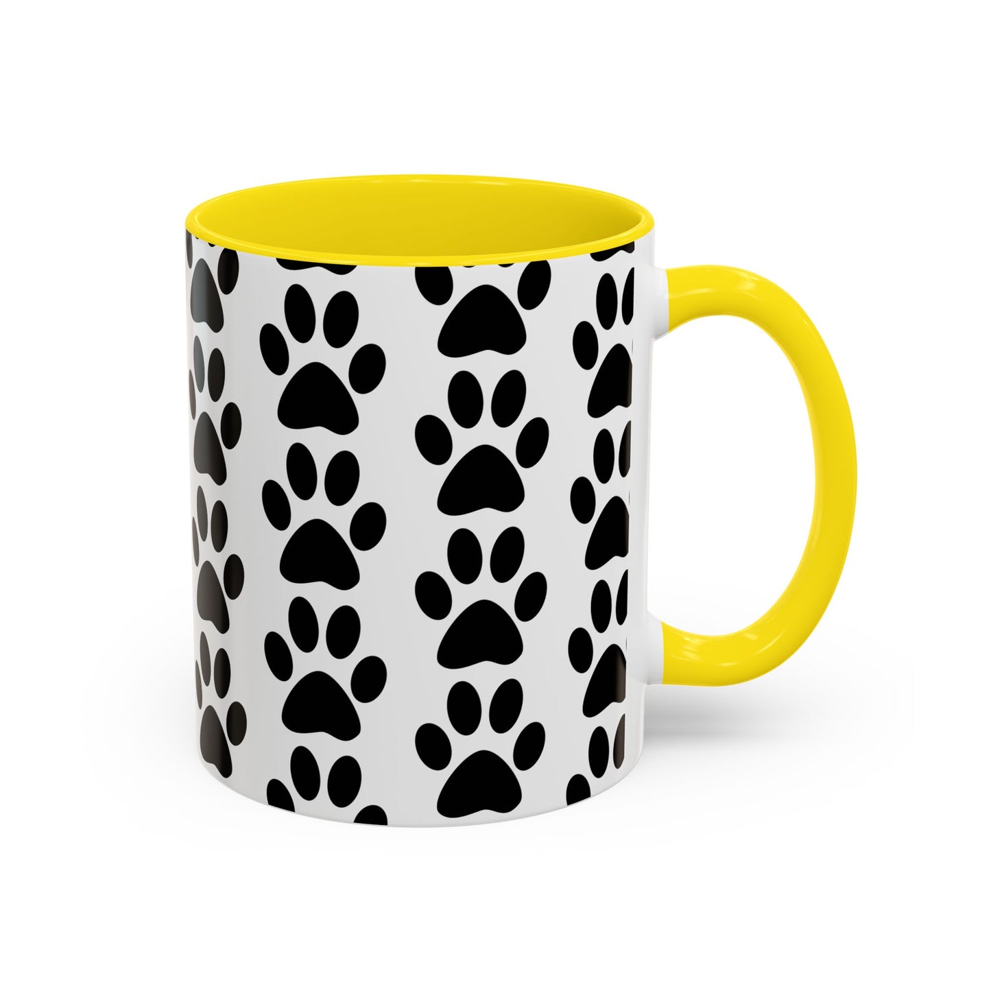 Paw Print Accent Coffee Mug - Dog Lover Gift, Black and White Pet Mug, Cute Animal Decor, Personalized Pet Owner Present, Coffee Tea Cup